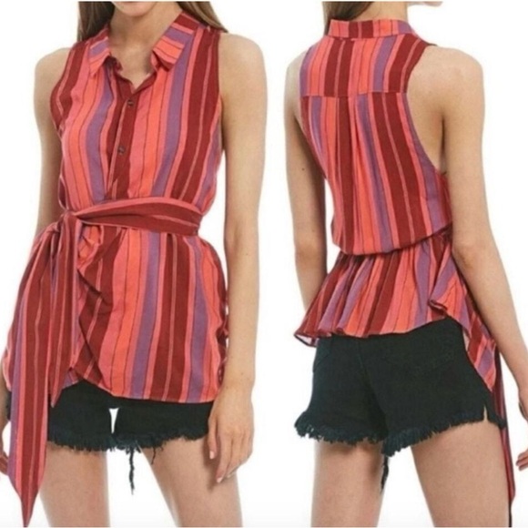 Free People Mackenzie Wrap Top Berry Colored M - Picture 3 of 6
